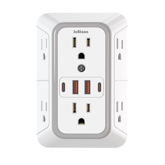 FAST CHARGING US Plug Power Strip with 6 AC Outlets 4 USB Port(2 Type C), Multi Socket Wall Socket Universal Network Filter